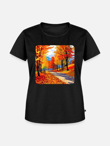 Bunte Herbstlandschaft - Frauen Premium Bio T-Shirt - Schwarz