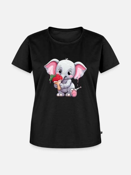 Süßer Elefant - Frauen Premium Bio T-Shirt - Schwarz