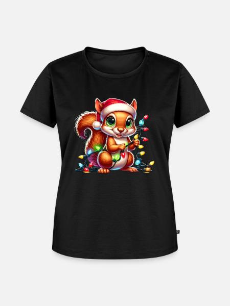 Festliches Eichhörnchen - Frauen Premium Bio T-Shirt - Schwarz