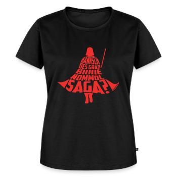 Dodokay - Kannsch des grad bidde nommôl saga? - Frauen Premium Bio T-Shirt - Schwarz - Vorne - Selfina (174cm)