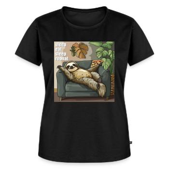 Sleep, Eat, Sleep, Repeat - Frauen Premium Bio T-Shirt - Schwarz - Vorne - Selfina (174cm)