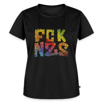 FCK NZS - Frauen Premium Bio T-Shirt - Schwarz - Vorne - Selfina (174cm)
