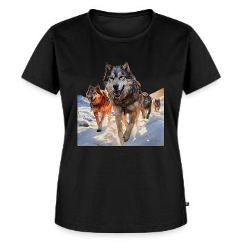 Schlittenhunderennen sind ein beliebter Sport - Frauen Premium Bio T-Shirt - Schwarz - Vorne - Selfina (174cm)
