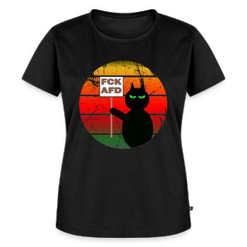 The Cat Statement FCKAFD - Frauen Premium Bio T-Shirt - Schwarz - Vorne - Selfina (174cm)