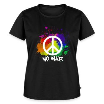peace no war - Frauen Premium Bio T-Shirt - Schwarz - Vorne - Selfina (174cm)