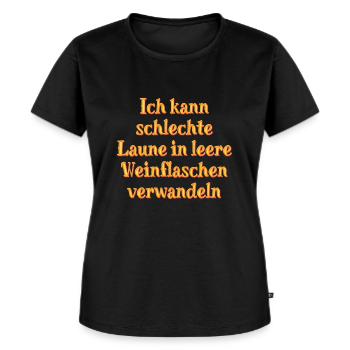 Schlechte Laune? Kein Problem. - Frauen Premium Bio T-Shirt - Schwarz - Vorne - Selfina (174cm)
