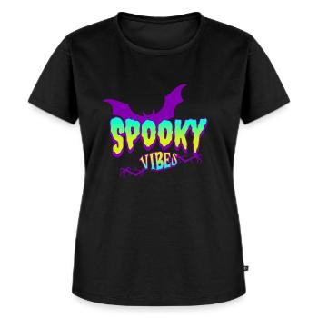 Spooky Vibes - Gruseliges Retro-Halloween Design - Frauen Premium Bio T-Shirt - Schwarz - Vorne - Selfina (174cm)