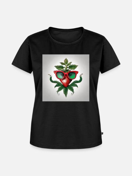 Strawberrie Meets Beach - Frauen Premium Bio T-Shirt - Schwarz
