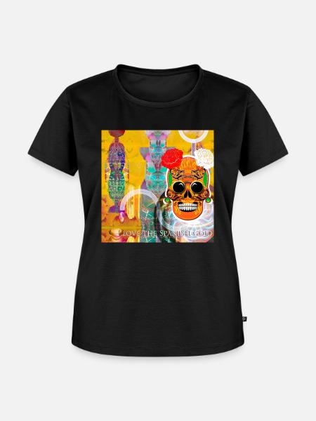 Schädel aus Gold - Frauen Premium Bio T-Shirt - Schwarz