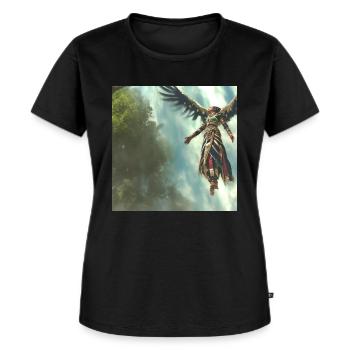 drachenqodeMCHJ - Frauen Premium Bio T-Shirt - Schwarz - Vorne - Selfina (174cm)