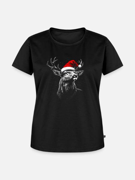 Weihnachts Hirsch - Frauen Premium Bio T-Shirt - Schwarz