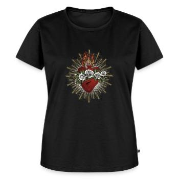 Cœur Immaculé de la Vierge Marie - T-shirt Premium bio Femme - noir - Devant - Selfina (174cm)