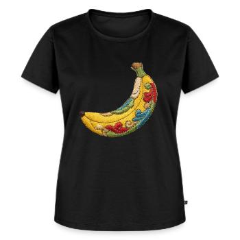 Bestickte Banane - Frauen Premium Bio T-Shirt - Schwarz - Vorne - Selfina (174cm)