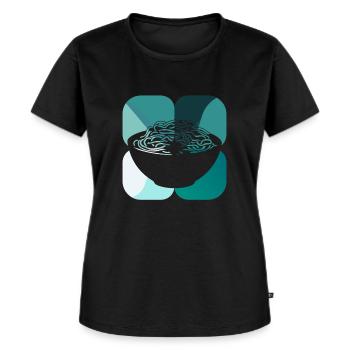 Nouilles Plat de nouilles Raviolis - T-shirt Premium bio Femme - noir - Devant - Selfina (174cm)