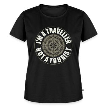 Pas de touriste, voyageur - T-shirt Premium bio Femme - noir - Devant - Selfina (174cm)