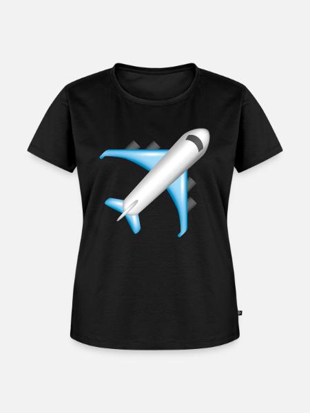 Smiley Plane - Frauen Premium Bio T-Shirt - Schwarz