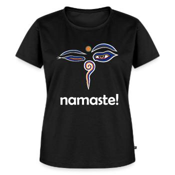 namasté - T-shirt Premium bio Femme - noir - Devant - Selfina (174cm)