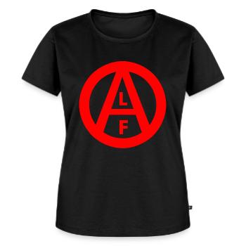 ALF symbol red - Frauen Premium Bio T-Shirt - Schwarz - Vorne - Selfina (174cm)