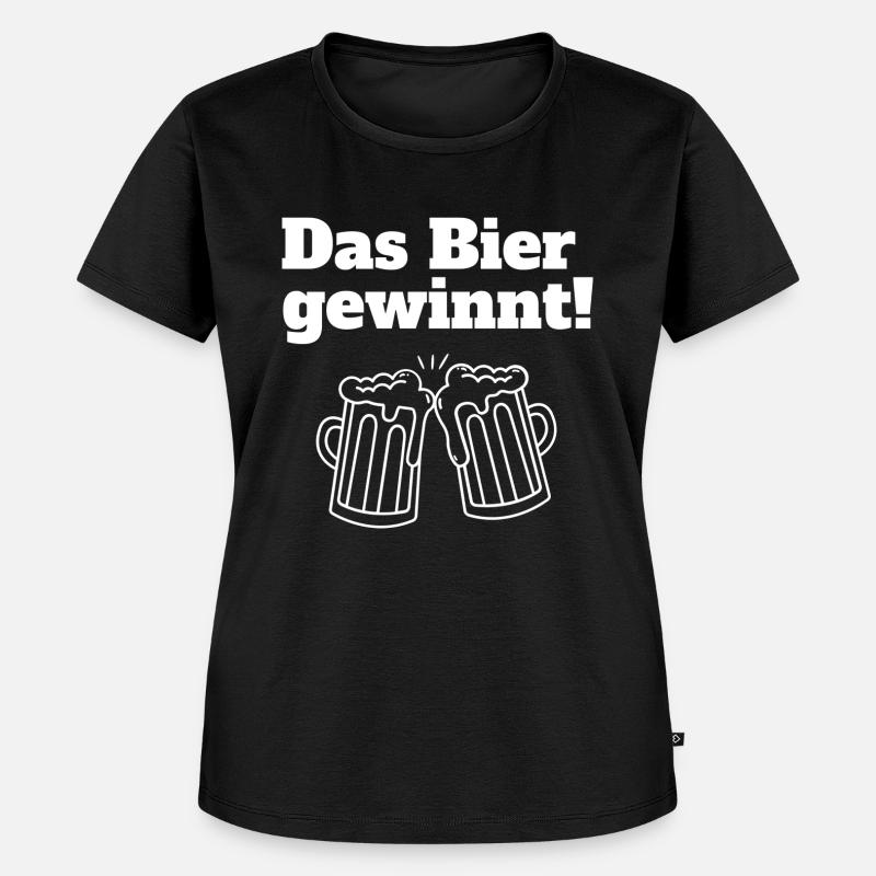 Das Bier gewinnt! - Frauen Premium Bio T-Shirt - Schwarz