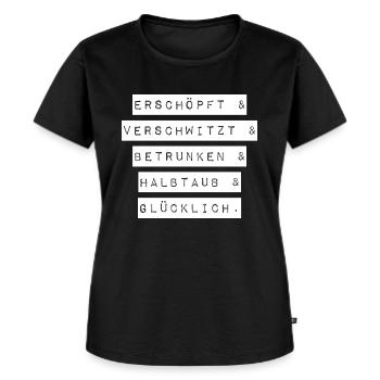 Festival Konzert betrunken Spaß Schrift - Frauen Premium Bio T-Shirt - Schwarz - Vorne - Selfina (174cm)