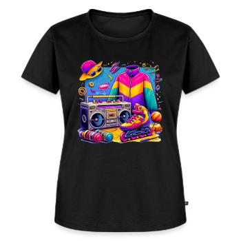Retro-Nostalgie der 90er Jahre - Frauen Premium Bio T-Shirt - Schwarz - Vorne - Selfina (174cm)