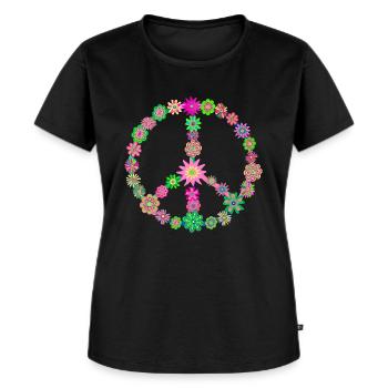 Peace Love Hippie - Frauen Premium Bio T-Shirt - Schwarz - Vorne - Selfina (174cm)