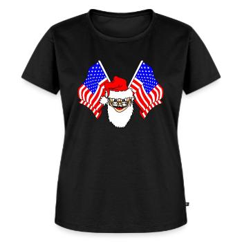 Père Noël Deux Drapeaux États-Unis - T-shirt Premium bio Femme - noir - Devant - Selfina (174cm)