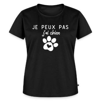 je peux pas j'ai chien - T-shirt Premium bio Femme - noir - Devant - Selfina (174cm)