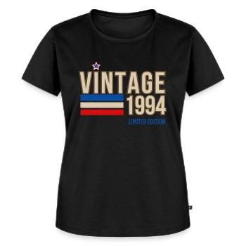 Jahrgang 1994 limitierte Auflage - Frauen Premium Bio T-Shirt - Schwarz - Vorne - Selfina (174cm)