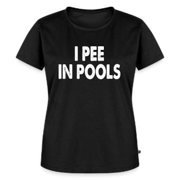 Funny Gift for friends and family. I pee in pools. - Women's Premium Organic T-shirt - black - Front - Selfina (174cm)