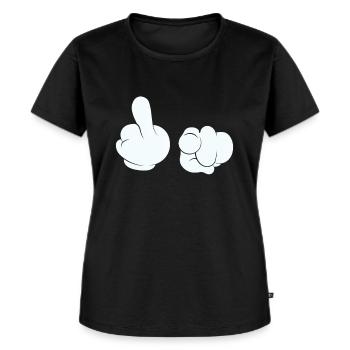 Fick dich Stinkefinger Mittelfinger - Frauen Premium Bio T-Shirt - Schwarz - Vorne - Selfina (174cm)