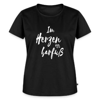 Im Herzen Barfuss weis - Frauen Premium Bio T-Shirt - Schwarz - Vorne - Selfina (174cm)