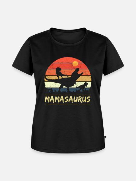 Mamasaurus - Retro - Frauen Premium Bio T-Shirt - Schwarz