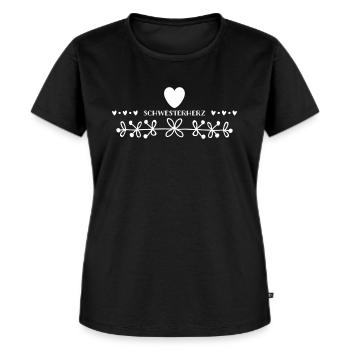 Schwesterherz - Frauen Premium Bio T-Shirt - Schwarz - Vorne - Selfina (174cm)