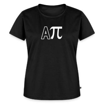 Happy /A PI, Humour mathématique jeux de mots - T-shirt Premium bio Femme - noir - Devant - Selfina (174cm)