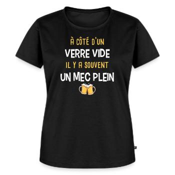 Humour alcool bière, jeu de mot idée cadeau fêtard - T-shirt Premium bio Femme - noir - Devant - Selfina (174cm)