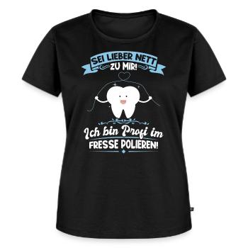 Zahnarzthelferin Zahnmedizinische Fachangestellte - Frauen Premium Bio T-Shirt - Schwarz - Vorne - Selfina (174cm)
