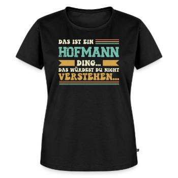Familienname Hofmann - für Familie Hofmann - Frauen Premium Bio T-Shirt - Schwarz - Vorne - Selfina (174cm)