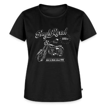 single road white - Frauen Premium Bio T-Shirt - Schwarz - Vorne - Selfina (174cm)