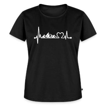 Heartbeat montains - Berge wandern Funshirt - Frauen Premium Bio T-Shirt - Schwarz - Vorne - Selfina (174cm)