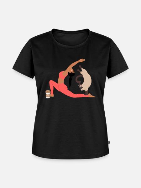 cat, coffee and yoga - Women's Premium Organic T-shirt - black