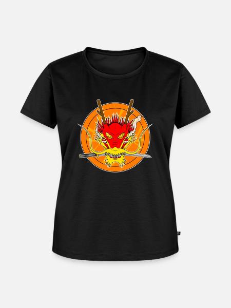 Roter Drache - Frauen Premium Bio T-Shirt - Schwarz