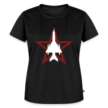 MIG-21 Lancer - Frauen Premium Bio T-Shirt - Schwarz - Vorne - Selfina (174cm)