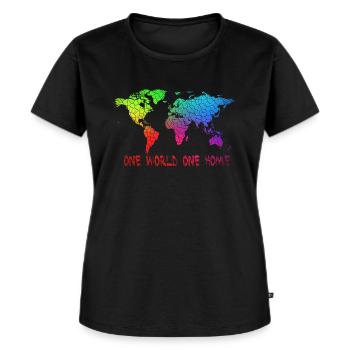 Un monde une maison - T-shirt Premium bio Femme - noir - Devant - Selfina (174cm)