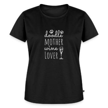 Doodle Labradoodle Hunde Mama Mum Wein Liebhaberin - Frauen Premium Bio T-Shirt - Schwarz - Vorne - Selfina (174cm)