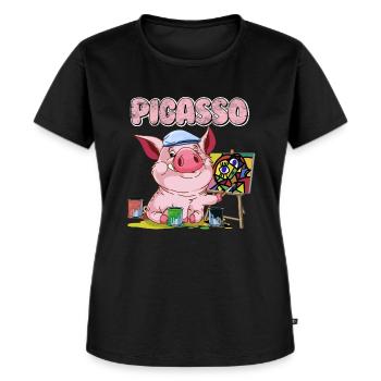 Pigasso varken als Picasso - Vrouwen Premium Bio T-shirt - zwart - Voor - Selfina (174cm)