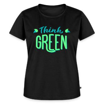Pensez vert! Pensez vert! Écologie écologique - T-shirt Premium bio Femme - noir - Devant - Selfina (174cm)