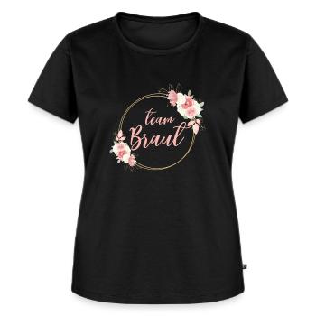 Team Braut! personalisierbar - Frauen Premium Bio T-Shirt - Schwarz - Vorne - Selfina (174cm)