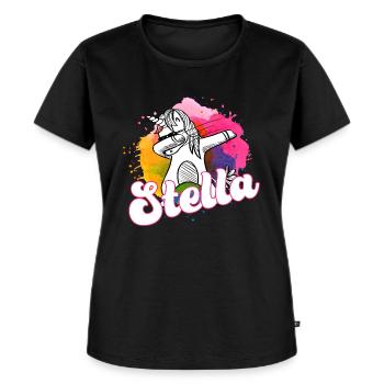 STELLA - Schöner Name mit dabbing Einhorn - Frauen Premium Bio T-Shirt - Schwarz - Vorne - Selfina (174cm)