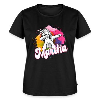 MARTHA - Schöner Name mit dabbing Einhorn - Frauen Premium Bio T-Shirt - Schwarz - Vorne - Selfina (174cm)
